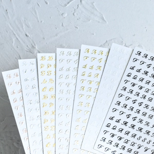 3D laser alfabet nagelstickers set in goud, zilver, roségoud, zwart en wit kleur