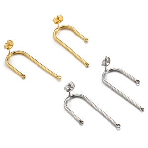 U-shaped stainless steel stud earrings with backs in gold and silver finish