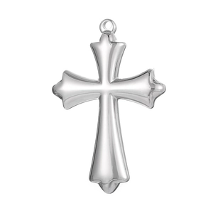 Pendentif croix en acier inoxydable poli avec bords décoratifs pour collier homme