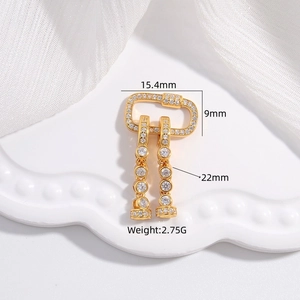 S925 sterling silver gold-plated rectangular jewelry clasp with zircon 22mm length