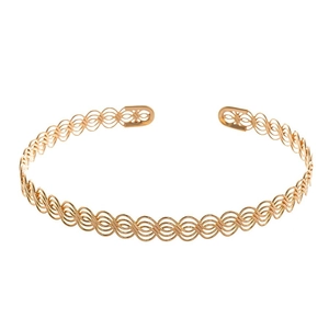 Elegant gold hollow interwoven neck collar with artistic metallic wave design for women