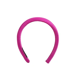Padded rose red headband with silky finish for a voluminous high skull top hair look