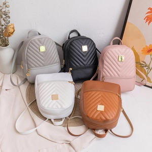 Mini Backpack Quilted PU Leather Fashion Casual Small Rucksack For Women Girls With Zipper Closure Adjustable Straps