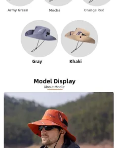 Outdoor camouflage wide brim sun hats in military green, mocha, and khaki for fishing