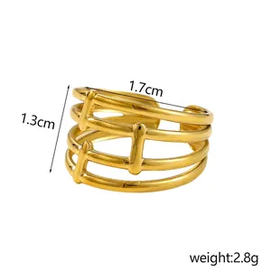 Macro shot of gold layered hollow ring with 1.3cm height and 1.7cm diameter specs