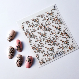 Stereoscopic 5D embossed floral nail stickers in nude pink with realistic textures