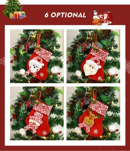 Set of 4 Christmas stockings with 3D Santa, Snowman, Reindeer and Polar Bear patterns