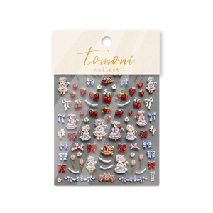 Embossed 3D nail stickers featuring retro strawberry, cat, and lace girl designs