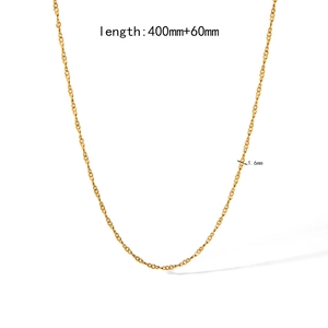 Detailed view of 18K gold plated cable chain with 1.6mm width and adjustable length