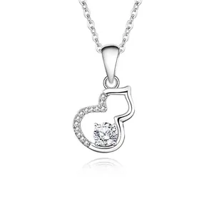 925 Sterling Silver Gourd Pendant Necklace Moissanite Zirconia Pave Hulu Necklace Chinese Style Retro Women Jewelry