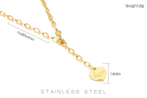 Detail of gold heart pendant with Love engraving and chain measurement 460x4mm