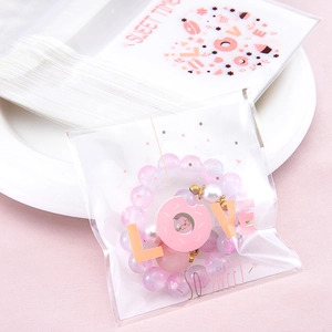 Self-Sealing Plastic Packaging Bags Printed Cartoon Decorative Pouch For Jewelry Bakery Candy Cookie Transparent