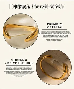 Dettagli del bracciale a onde in acciaio inossidabile con placcatura in oro sottovuoto