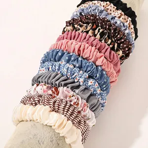 Elegant chiffon scrunchies set with floral, leopard and solid patterns for women hair