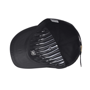 Detail of cotton cadet cap interior with adjustable buckle and soft sweatband
