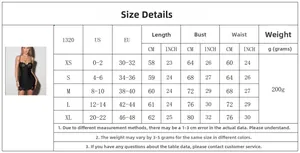 Guide des tailles détaillé pour nuisette en dentelle montrant les mesures de XS à XL en CM