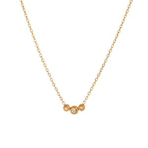 18K gold plated stainless steel necklace with three sparkling bezel-set zircon pendants