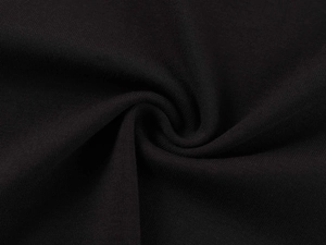 Détail macro de la texture du tricot en modal noir doux avec des motifs nervurés