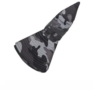 Detailed view of the foldable design and camouflage fabric of the outdoor sun hat