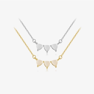 S925 Sterling Silver Water Drop Pendant Necklace For Women Platinum 18K Gold Plated Elegant Milk White Stone Jewelry Gift