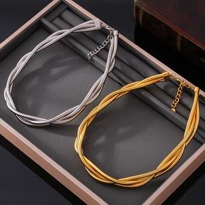 Multi-strand twisted snake chain necklaces in gold and silver finish with lobster clasp