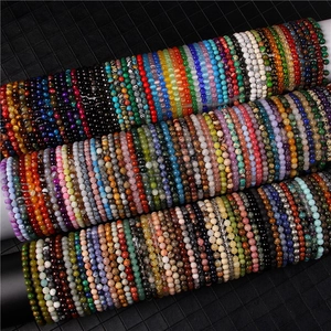 Close-up of 6mm natural stone bracelets showing varied textures and vibrant gemstone colors