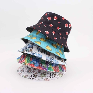 Reversible Bucket Hat Sun Protection Polyester Cotton Blend Fisherman Cap Mushroom Duck Pattern Outdoor Unisex