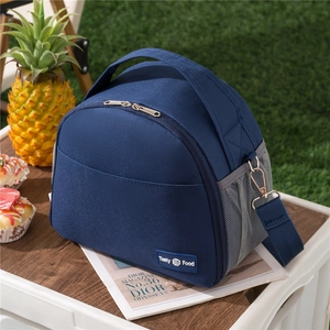 Insulated Lunch Bag Semicircular Oxford Cloth Thermal Cooler Tote With Adjustable Shoulder Strap For Office Picnic Outdoor