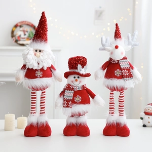 Set festivo di peluche con Babbo Natale, pupazzo di neve e renna per decoro casa