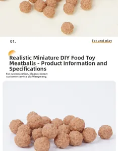 Macro detail of realistic miniature beef meatballs for DIY dollhouse food projects