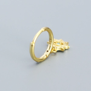 925 silver gold plated evil eye hoop earrings with blue zircon stones and hallmark