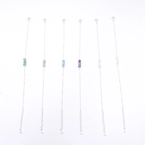 Adjustable silver chain bracelets with colorful natural stones and lobster clasp