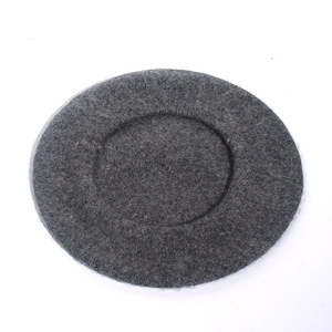 Classic dark grey wool felt beret for women shown in a flat lay view on a white background