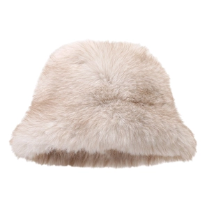 Chapeau bob en peluche à poils longs pour femme en beige pour l'hiver