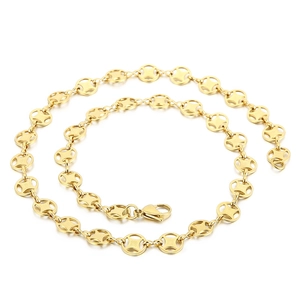 Elegant gold stainless steel necklace with classic vintage link chain and lobster clasp