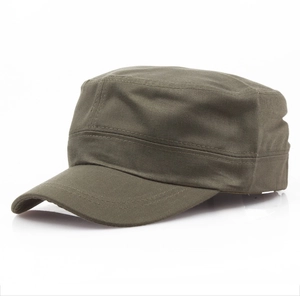 Casquette militaire classique en coton vert olive foncé avec texture en sergé