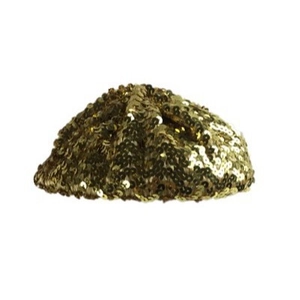 Fashionable sparkling gold sequin beret hat for women's performance or club outfits