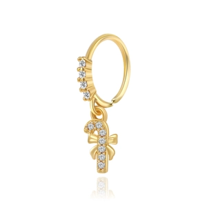 Goldener Nasenring mit Zuckerstangen-Anhänger, Kristallen und einer kleinen Schleife