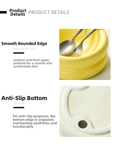 Close-up of matte yellow ceramic bowl featuring a smooth glaze and anti-slip unglazed base