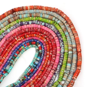 Rainbow emperor stone cylinder spacer beads with natural marble texture for DIY jewelry