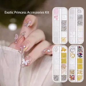 Nail Art Decoration Kit Faux Artificial Pearls Rhinestones Butterfly Charms Metal Chains 3D DIY Manicure Accessories Elegant Luxury