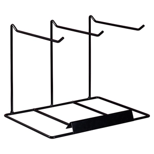 Three-hook black metal desktop display rack for jewelry, handbags and accessories