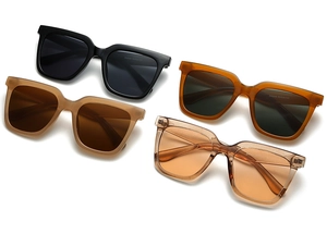 Detailed view of square sunglasses showing temple model ZN3539 55-22-142 specifications