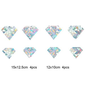 Rainbow prism diamond window stickers in two sizes with 15x12.5cm and 12x10cm dimensions