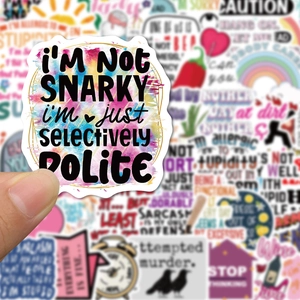 50pcs waterproof snarky quote stickers for decorating laptops, guitars and suitcases