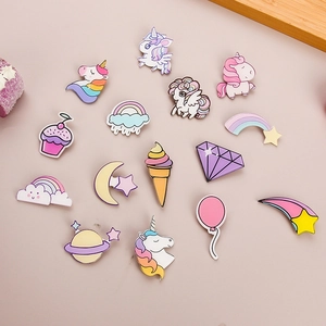 Cute unicorn and rainbow acrylic badges collection for girls' bags and accessories