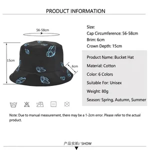 Bob unisexe en coton avec imprimé papillon bleu, chapeau de soleil réversible et pliable