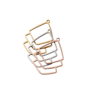 Matte finish hollow rectangular pendants in gold, silver, and rose gold for DIY jewelry