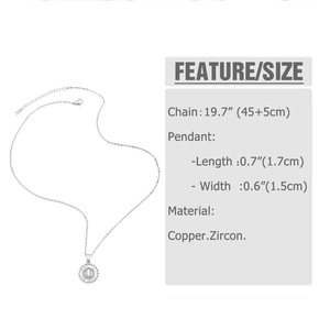 Détails du collier en argent avec lettre U en zircon et les spécifications du matériau