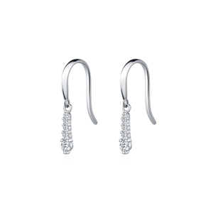 Elegant 925 sterling silver drop earrings with four sparkling round moissanite stones